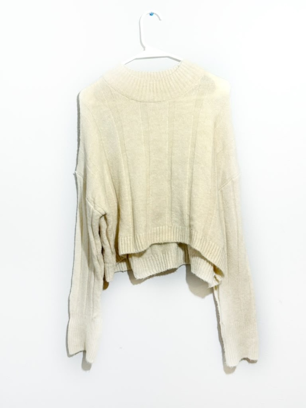 Zara Cream Mockneck Drop Shoulder Oversized Sweater